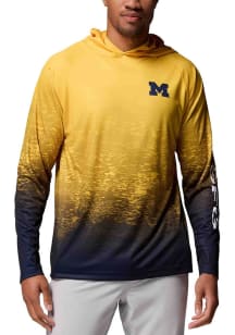 Columbia Michigan Wolverines Mens Yellow Rippled Print Super Terminal Hood