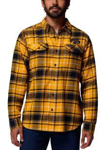 Columbia Iowa Hawkeyes Mens Gold Plaid Flare Gun Long Sleeve Dress Shirt