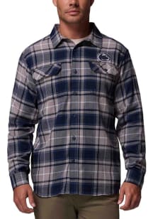 Columbia Penn State Nittany Lions Mens Grey Plaid Flare Gun Long Sleeve Dress Shirt
