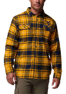 Columbia West Virginia Mountaineers Mens Gold Plaid Flare Gun Long Sleeve Dress Shirt