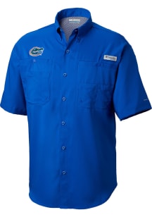 Columbia Florida Gators Mens Blue Tamiami SS Short Sleeve Dress Shirt