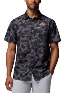 Columbia Ohio State Buckeyes Mens Black Super Slack Short Sleeve Dress Shirt