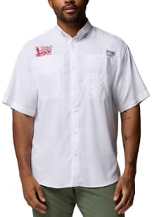 Columbia Oklahoma Sooners Mens White Vintage Tamiami SS Short Sleeve Dress Shirt