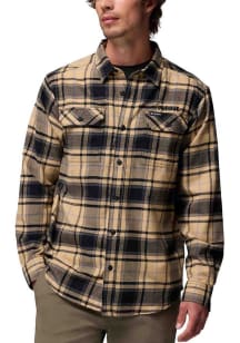 Columbia Purdue Boilermakers Mens Tan Plaid Flare Gun Long Sleeve Dress Shirt