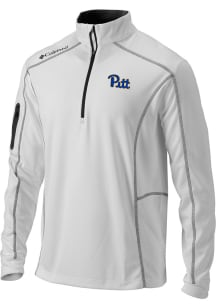 Columbia Pitt Panthers Mens White Shotgun Long Sleeve Qtr Zip Pullover