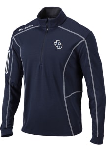 Columbia John Carroll Blue Streaks Mens Navy Blue Shotgun Long Sleeve Qtr Zip Pullover