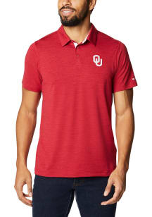Columbia Oklahoma Sooners Mens Crimson Tech Trail Short Sleeve Polo