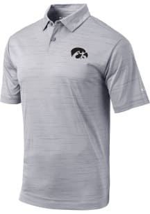 Columbia Iowa Hawkeyes Mens Grey Set Short Sleeve Polo