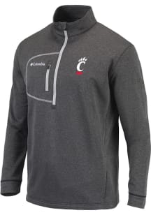 Columbia Cincinnati Bearcats Mens Charcoal Explorer Long Sleeve Qtr Zip Pullover