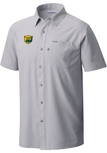 Columbia Baylor Bears Mens Grey Slack Tide Short Sleeve Dress Shirt
