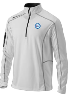 Columbia Philadelphia 76ers Mens White Shotgun Long Sleeve Qtr Zip Pullover