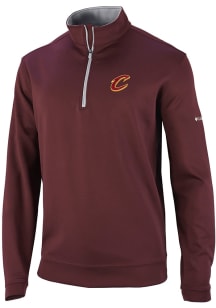 Columbia Cleveland Cavaliers Mens Maroon Wickham Hills Long Sleeve Qtr Zip Pullover
