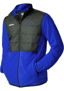 Columbia Pitt Panthers Mens Blue Heat Seal Basin Butte Fleece Medium Weight Jacket