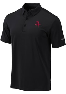 Columbia Houston Rockets Mens Black Heat Seal Omni-Wick Drive Short Sleeve Polo