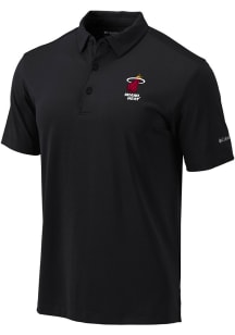 Columbia Miami Heat Mens Black Heat Seal Omni-Wick Drive Short Sleeve Polo