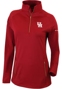 Columbia Houston Cougars Womens Red Heat Seal Omni-Wick Outward Nine Qtr Zip