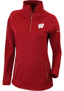 Columbia Wisconsin Badgers Womens Red Heat Seal Omni-Wick Outward Nine Qtr Zip