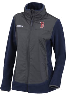 Columbia Boston Red Sox Womens Navy Blue Heat Seal Basin Butte Fleece Medium Weight Jacket