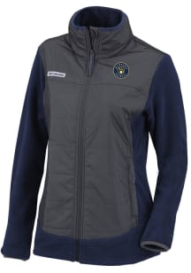 Columbia Milwaukee Brewers Womens Navy Blue Heat Seal Basin Butte Fleece Medium Weight Jacket