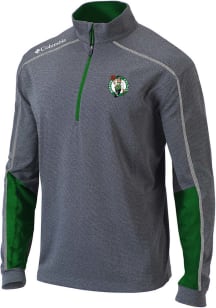 Columbia Boston Celtics Mens Grey Heat Seal Omni-Wick Shotgun Long Sleeve Qtr Zip Pullover