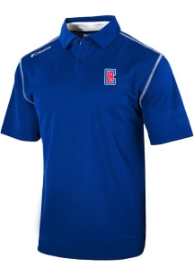 Columbia Los Angeles Clippers Mens Blue Heat Seal Omni-Wick Shotgun Short Sleeve Polo