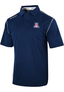 Columbia Arizona Wildcats Mens Navy Blue Heat Seal Omni-Wick Shotgun Short Sleeve Fashion Polo