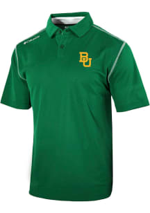 Columbia Baylor Bears Mens Green Heat Seal Omni-Wick Shotgun Short Sleeve Polo