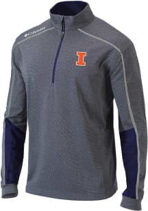 Columbia Illinois Fighting Illini Mens Navy Blue Heat Seal Omni-Wick Shotgun Long Sleeve Qtr Zip P..