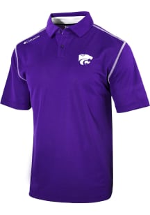 Columbia K-State Wildcats Mens Purple Heat Seal Omni-Wick Shotgun Short Sleeve Polo