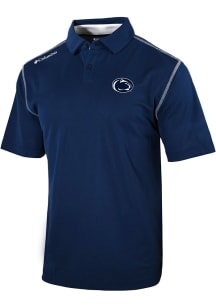Columbia Penn State Nittany Lions Mens Navy Blue Heat Seal Omni-Wick Shotgun Short Sleeve Polo