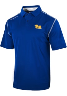Columbia Pitt Panthers Mens Blue Heat Seal Omni-Wick Shotgun Short Sleeve Polo