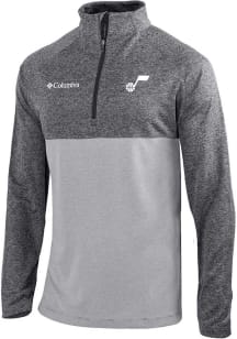 Columbia Utah Jazz Mens Grey Heat Seal Omni-Wick Rockin It Long Sleeve Qtr Zip Pullover