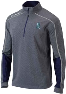 Columbia Seattle Mariners Mens Navy Blue Heat Seal Omni-Wick Shotgun Long Sleeve Qtr Zip Pullover