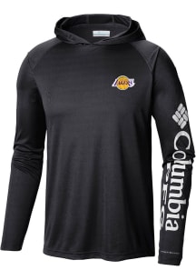 Columbia Los Angeles Lakers Mens Black Heat Seal Terminal Tackle Long Sleeve Lightweight Hoodie