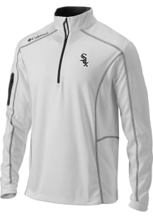 Columbia Chicago White Sox Mens White Heat Seal Omni Wick Shotgun Long Sleeve Qtr Zip Pullover