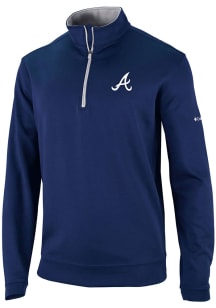 Columbia Atlanta Braves Mens Navy Blue Heat Seal Omni Wick Wickhams Hills Long Sleeve Qtr Zip Pull..