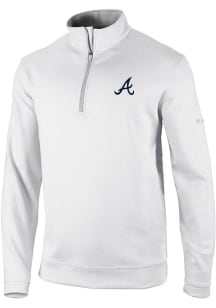 Columbia Atlanta Braves Mens White Heat Seal Omni Wick Wickhams Hills Long Sleeve Qtr Zip Pullover