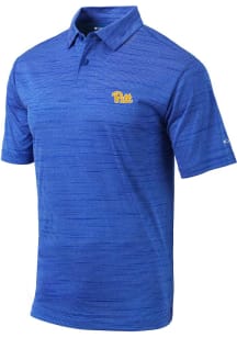 Columbia Pitt Panthers Mens Blue Set Short Sleeve Polo