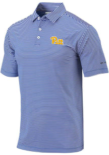 Columbia Pitt Panthers Mens Blue Invite Stripe Short Sleeve Polo