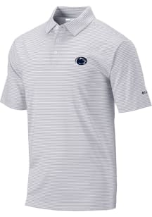 Columbia Penn State Nittany Lions Mens Grey Invite Stripe Short Sleeve Polo