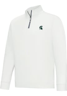 Footjoy Michigan State Spartans Mens White Approach Long Sleeve Qtr Zip Pullover