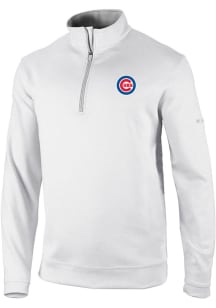 Columbia Chicago Cubs Mens White Heat Seal Omni Wick Wickhams Hills Long Sleeve Qtr Zip Pullover