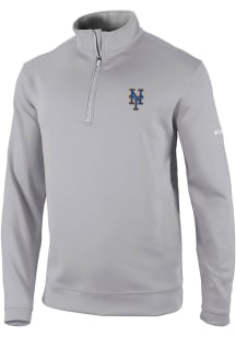 Columbia New York Mets Mens Grey Heat Seal Omni Wick Wickhams Hills Long Sleeve Qtr Zip Pullover