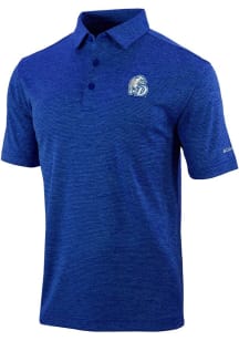 Columbia Drake Bulldogs Mens Blue Set II Short Sleeve Polo