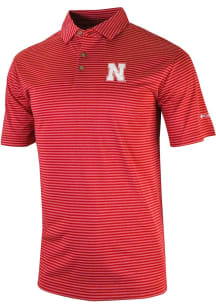 Columbia Nebraska Cornhuskers Mens Red Invite II Short Sleeve Polo