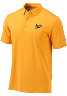Columbia Iowa Hawkeyes Mens Yellow Drive Style Short Sleeve Polo
