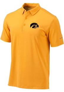 Columbia Iowa Hawkeyes Mens Yellow Drive Short Sleeve Polo