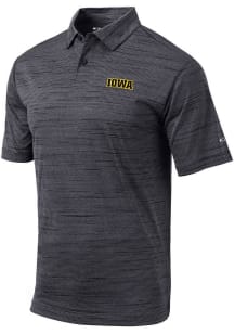 Columbia Iowa Hawkeyes Mens Black Set Design Short Sleeve Polo