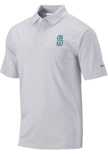 Columbia Seattle Mariners Mens Grey Heat Seal Omni-Wick Club Invite Short Sleeve Polo