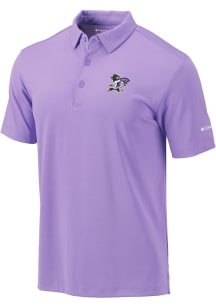 Columbia K-State Wildcats Mens Lavender Drive Logo Short Sleeve Polo